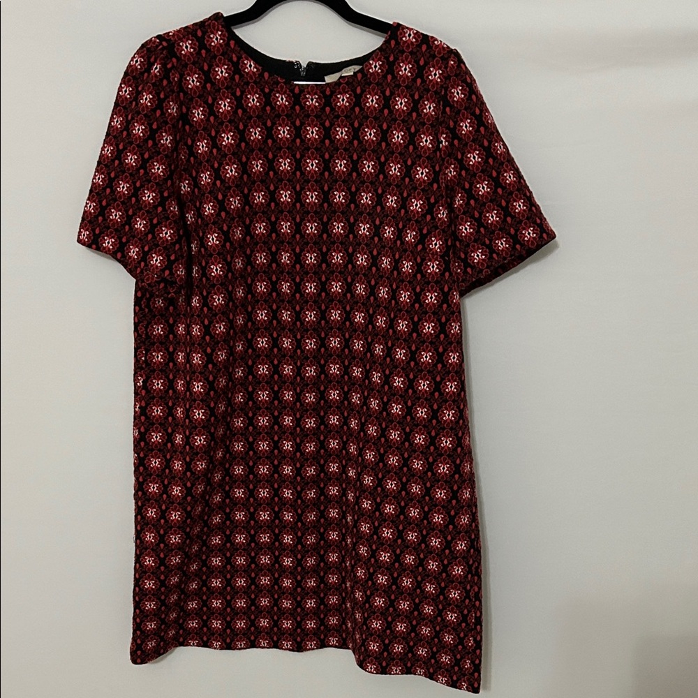 LOFT Red and Black Patterned Mini Dress